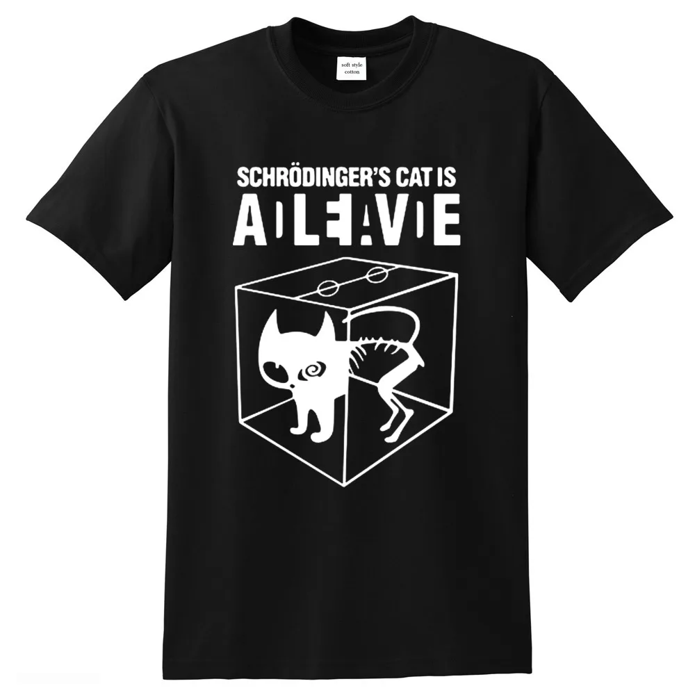 Men\'s T-shirt Top Quality cotton Schrodinger\'s Cat print men T shirt crew neck casual The Big Bang Theory mens Tshirt geometric