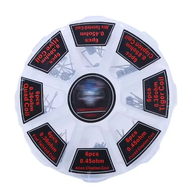 48 قطعة/المجموعة قبل المدمج لفائف RTA RDA شقة الملتوية تنصهر كلابتون رباعية خلية الغريبة 8 في 1 المقاومة سلك لفائف مسبقة الصنع