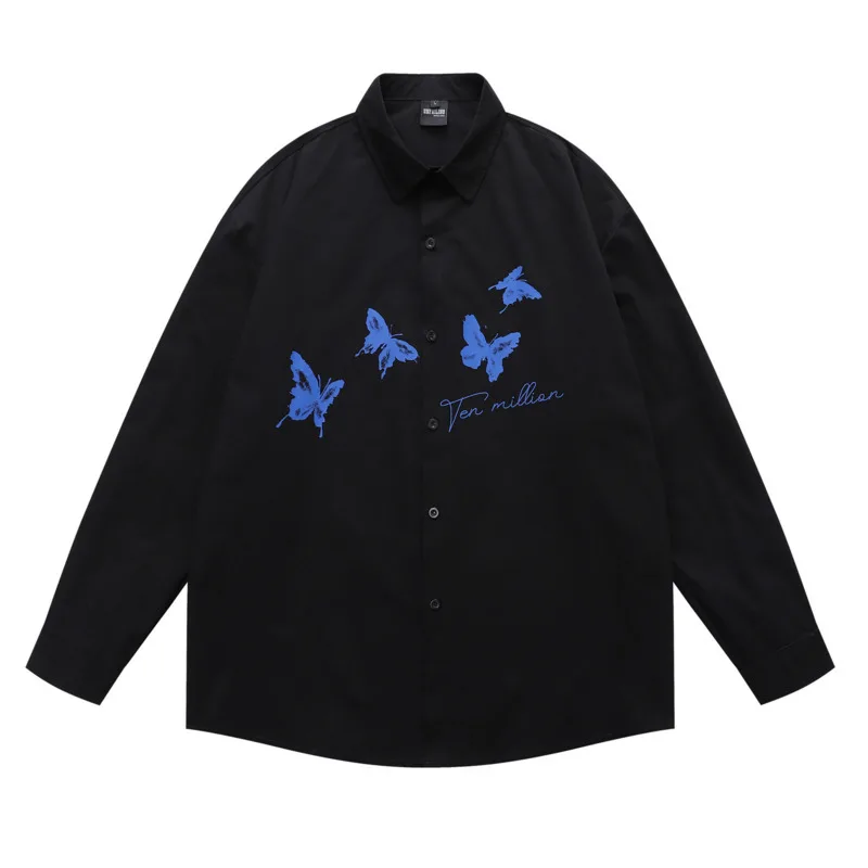 

2025 autumn American retro style design butterfly print loose casual fashion versatile men's and women's couple shirt jacket