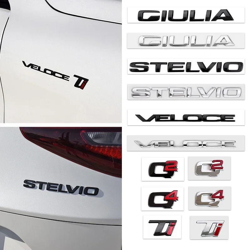 3D ABS Car letter Badge Sticker Logo Rear Trunk Emblem Auto Accessories For Alfa Romeo 147 156 Q2 Q4 Ti Veloce Giulia Stelvio