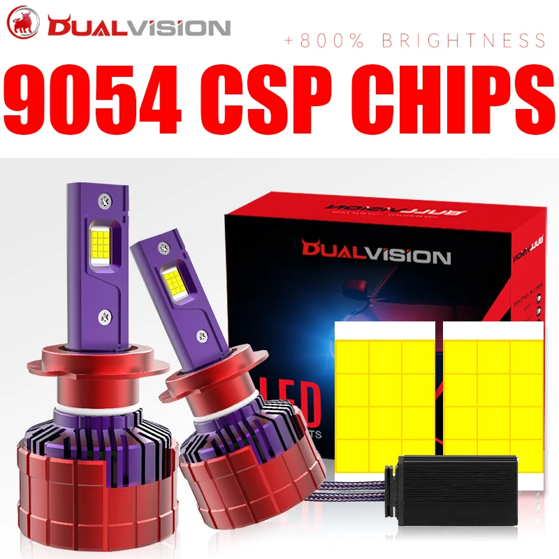 

Bullvision H7 LED CANBUS No Error H4 H11 H1 H8 Car Headlight HB3 9005 HB4 9006 H9 6500K Turbo Light 24PCS 9054 CSP 2PCS Fog Lamp