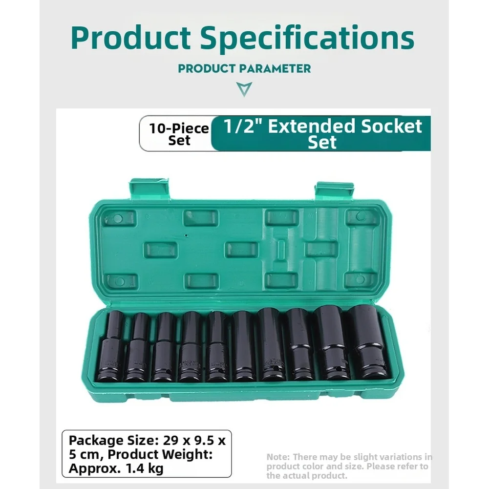 15 Piece 1 2 Inch Extended Drive Socket Set High Carbon Steel for Reaching Deep Set Nuts and Bolts Effectively