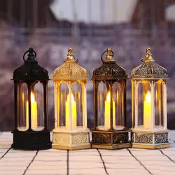 LED Candle Six Corners Portable Christmas Lantern Wind Lantern decoration mariages