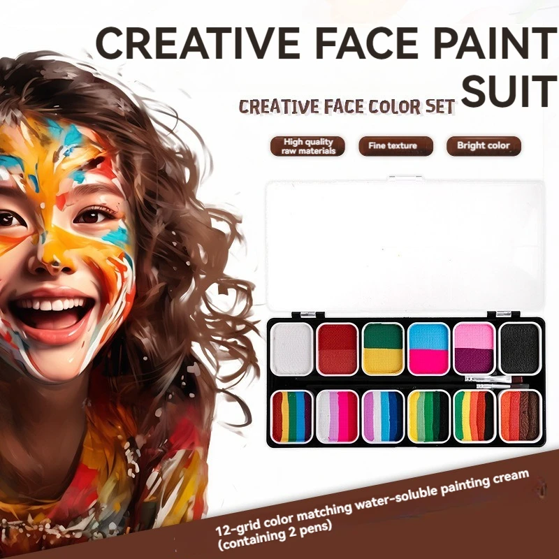 

8/12/15 Colors Face Painting Kit Body Makeup Non Toxic Watercolor Paint Set Send Brush for Christmas Halloween Carnival Party