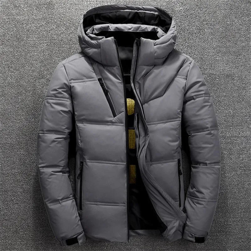 

Winter Warm Men Jacket Coat Casual Autumn Stand Collar Thick White Duck Parka Male Men's Winter Down Jacket hooded