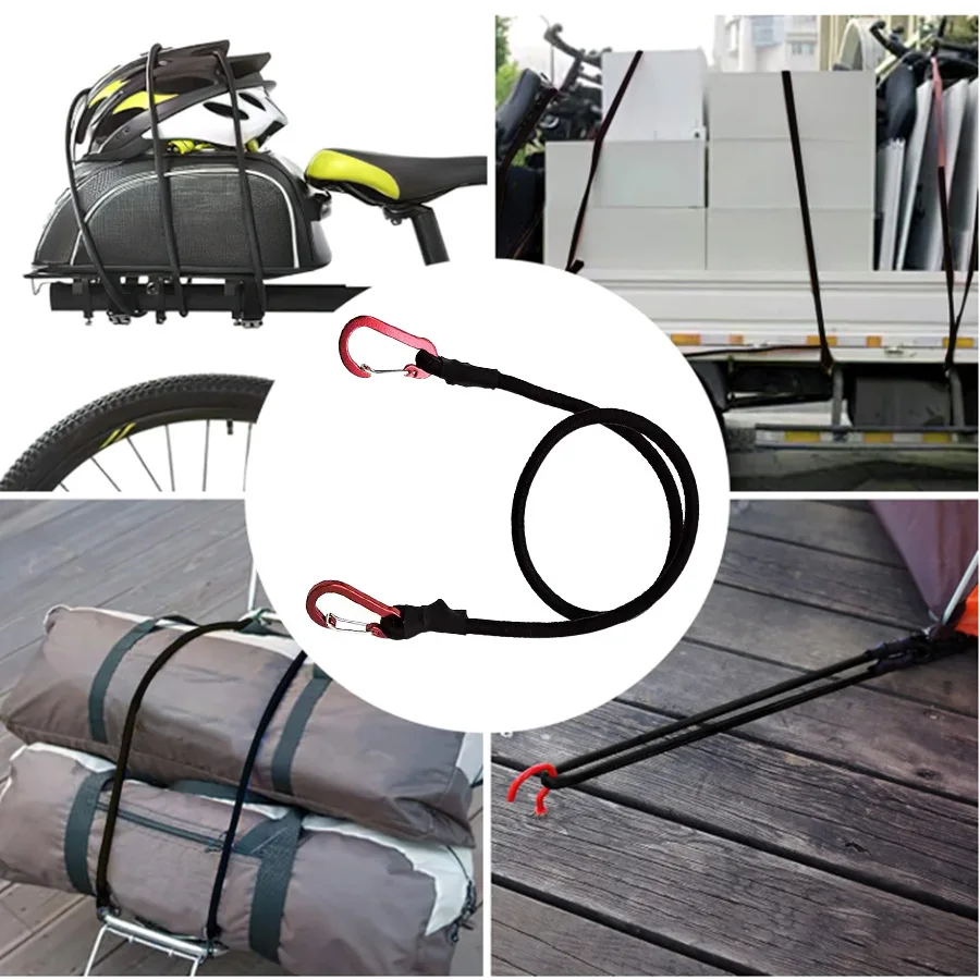 Heavy‑Duty Elastic Tie‑Down Rope with Carabiners, Multi‑Purpose Luggage Securing Strap for Bicycle Kayak Camping Outdoor Use
