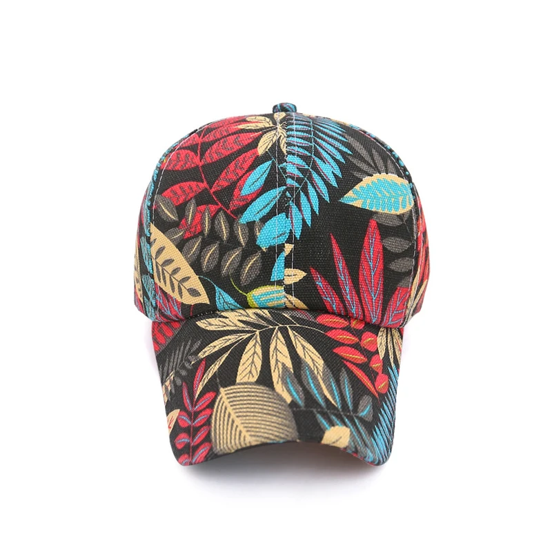 New Spring and Summer Unisex Fashion Korean Style Leaf Pattern Baseball Cap Peaked Caps