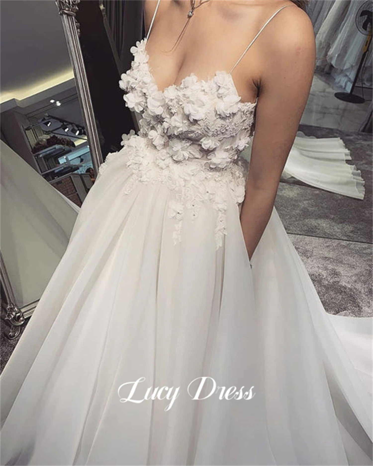 

Lucy Floral Fabric Wedding Dress Line A vestidos elegantes para bodas elegant wedding dresses 2024 bridal dresses wedding 2024