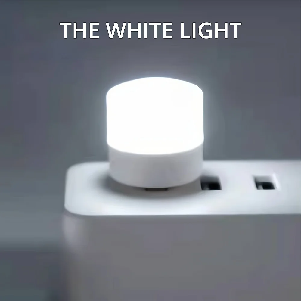 LED USB Plug Lamp Computer Mobile Power Charging Small Book Protection Reading Round Night Light Illumination Birthday Present