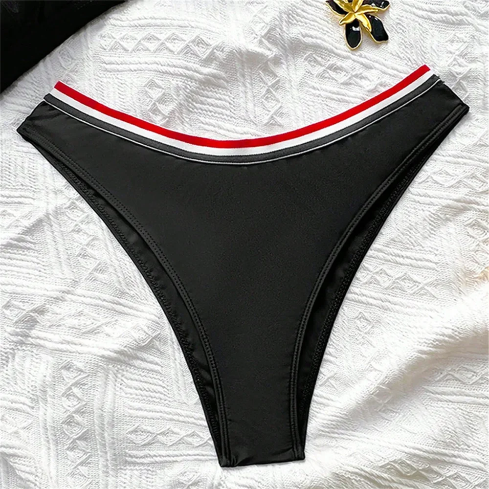 Sexy Striped Sling Swimsuit Push Up Black Y2K Backless Bikini Beach Outfits Vacation Swimwears Thong Women Bathing Swimming Suit