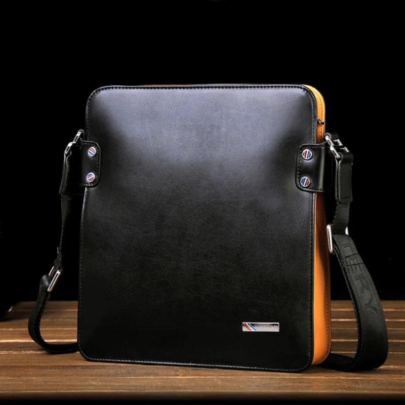 Luxury Leather Men Shoulder Bag Large Capacity Crossbody Messenger Bags Fashion Male Shoulder Strap Handbags Ipad Bag