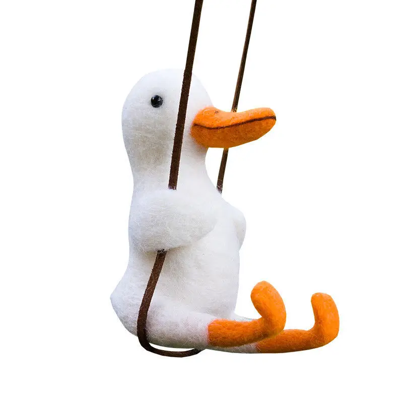 포케 울 펠트 수제 DIY 인형, 해피 스윙 오리, 초보자 재료 키트, 봉제 장난감, 자동차 장식 펜던트, 신제품