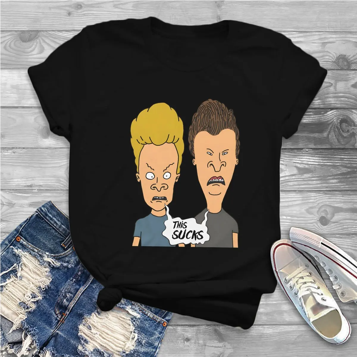 Dit Zuigt Dames Tshirt Beavis En Butt-Head Meisjes Y 2K Grafische Tees O-hals Polyester Dames T-Shirt Humor Cadeau