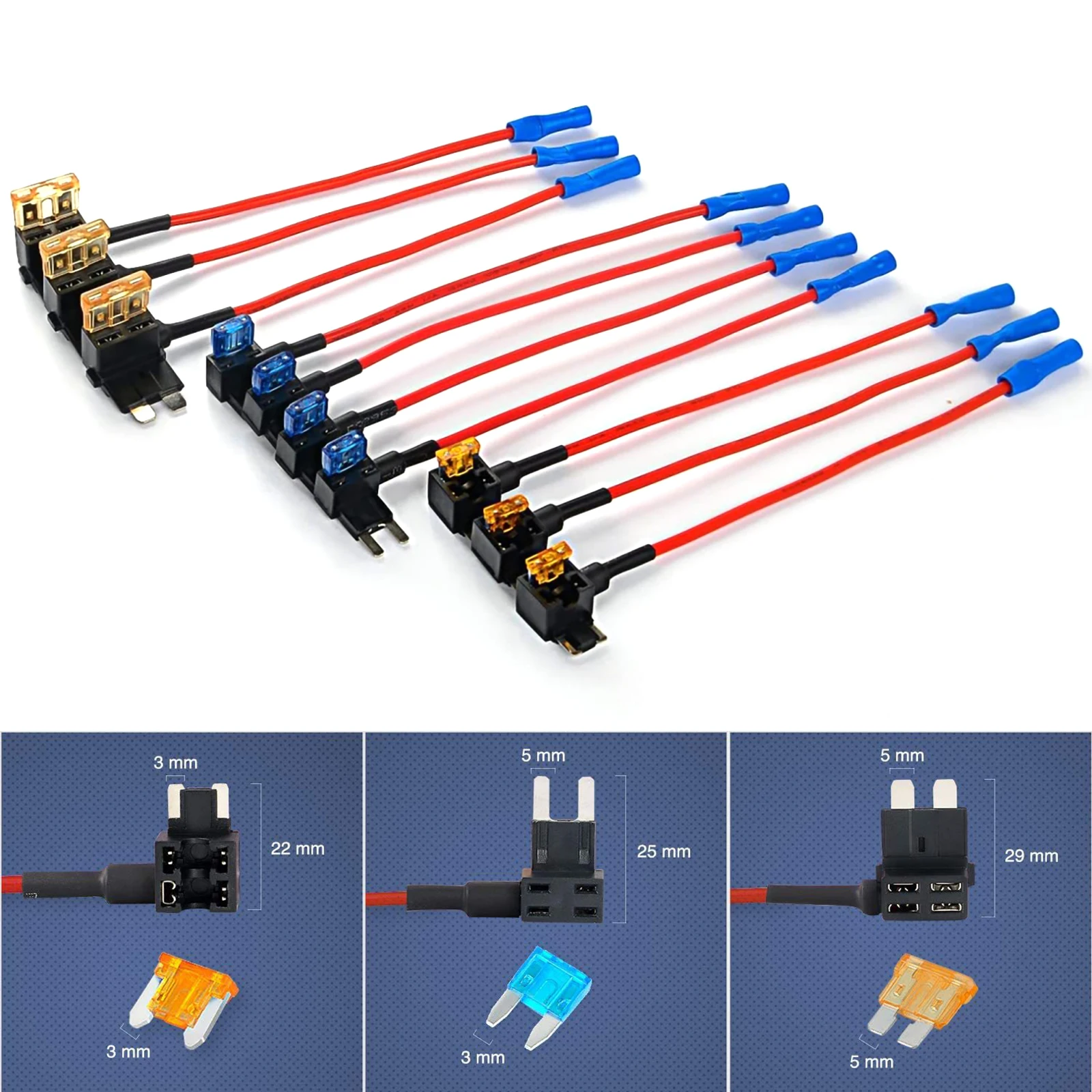 10Pcs 12V Fuse Holder Add-a-circuit TAP Adapter Low Profile Mini Standard Blade Auto Fuse with Blade Car Fuse with holder