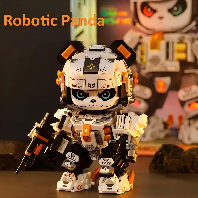 2025 New Wave Panda Mecha Modello animale Building Blocks Giocattolo Display Ragazzo Ragazza Regalo Giocattolo di assemblaggio per bambini