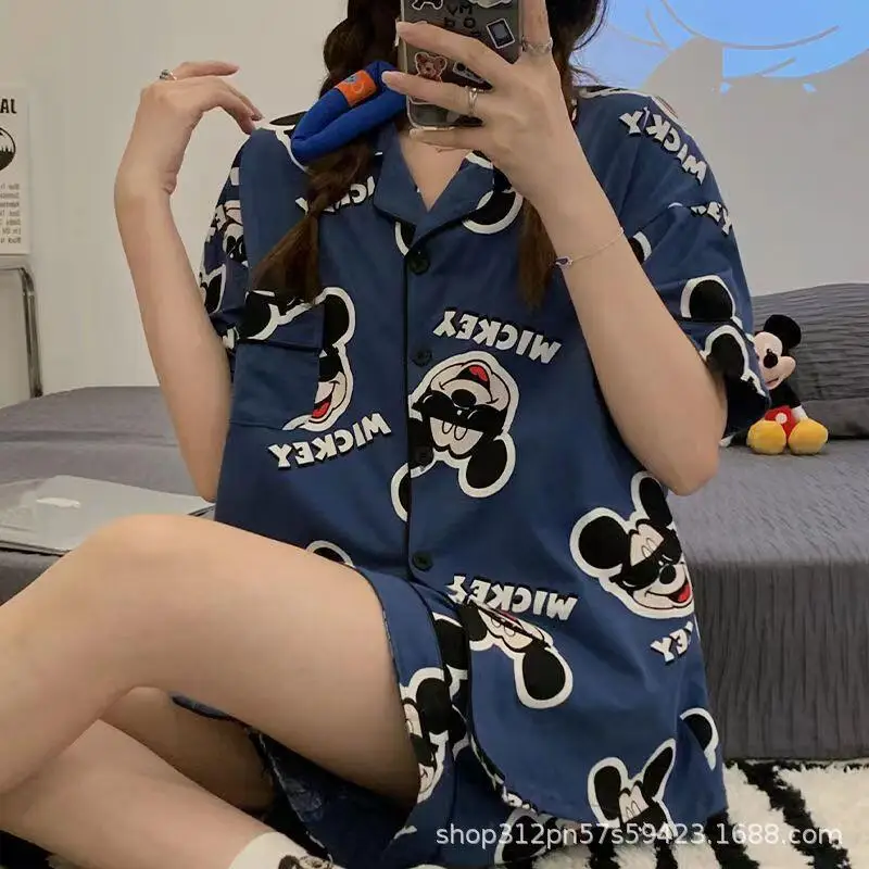 

Stitch Anime Women T Shirt Pajama 2026 Summer New Soft Comfort Short Sleeves Cartoon Kawaii Pajama Sets Sweet Girl Pajamas