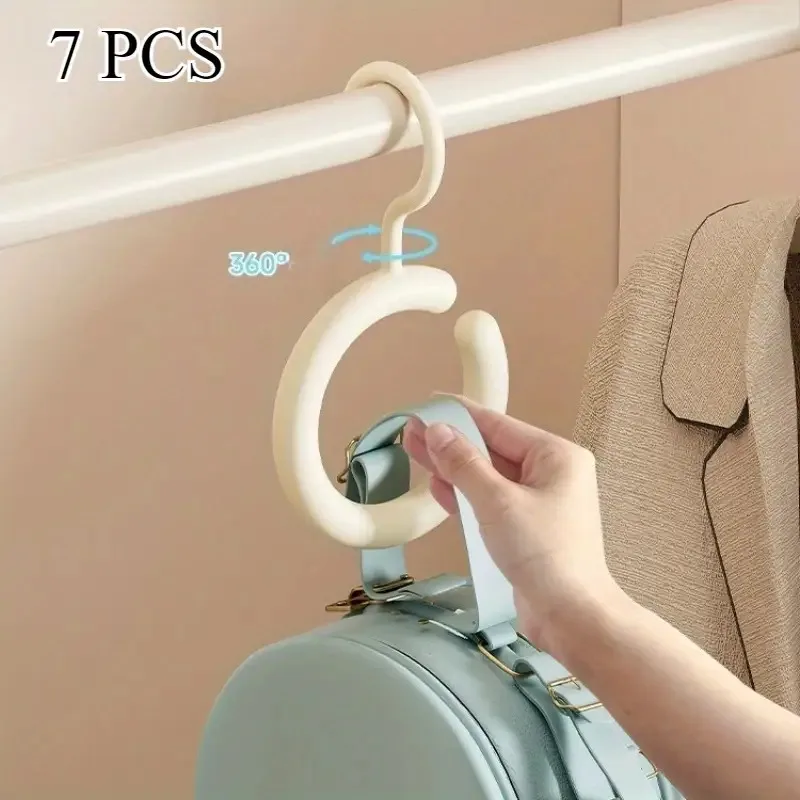 

7pcs Magic Swivel Hook Hangers, 360° Adjustable Plastic Hooks for Hats Scarves Caps, Space-Saving Closet Organizer