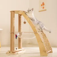 Sisal Scratching Board with Hammock Space Capsule Cat Climbing Frame Wear-Resistant No-Shedding Pet Climbing Net for Indoor