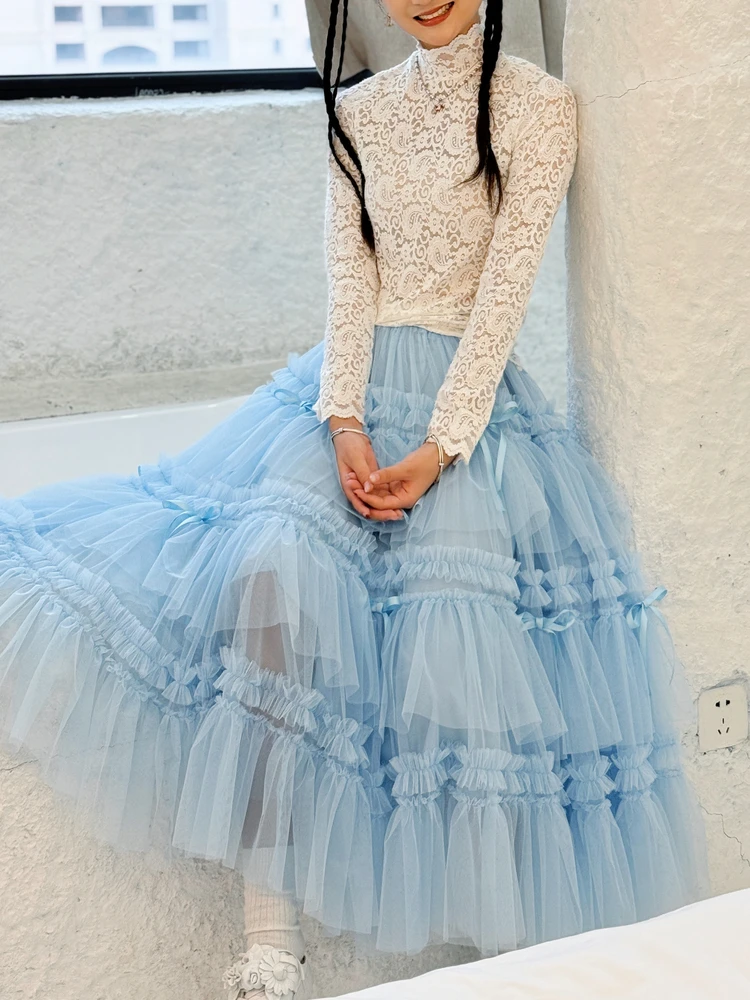 TIYIHAILEY Nuove Donne Della Maglia Autunno Primavera Lungo Maxi Gonne di Alta Qualità Abito di Sfera Gonna Orlo Grande Gonne Custom Made 2026 Nuovo XS-2XL