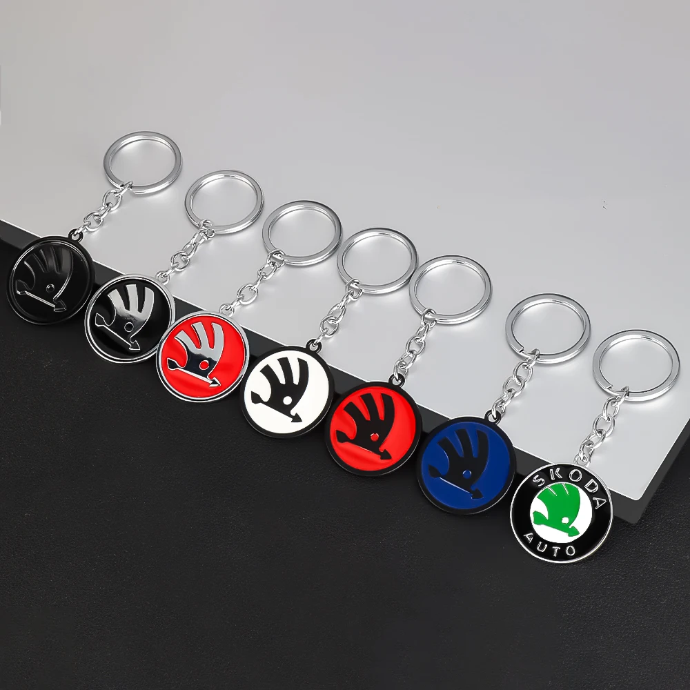 3D Metall Auto Abzeichen Schlüssel Ring Schlüsselring Schlüsselbund Dekoration Für Skoda S Rapid Octavia Kodiaq Karoq KAMIQ Fabia Superb VRS Yeti Scala