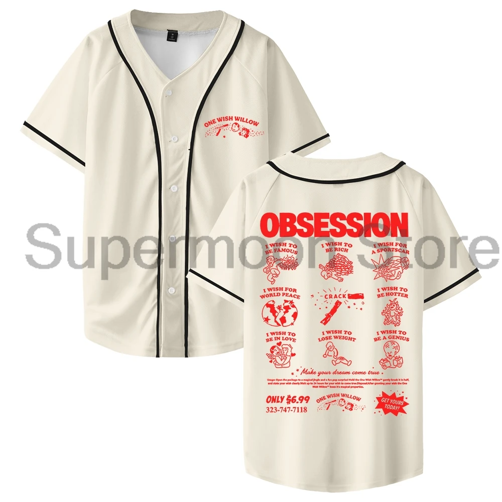 Horror Movie Obsession One Wish Willow Merch Baseball Jersey Chemises boutonnées à manches courtes pour femmes et hommes Streetwear Tops