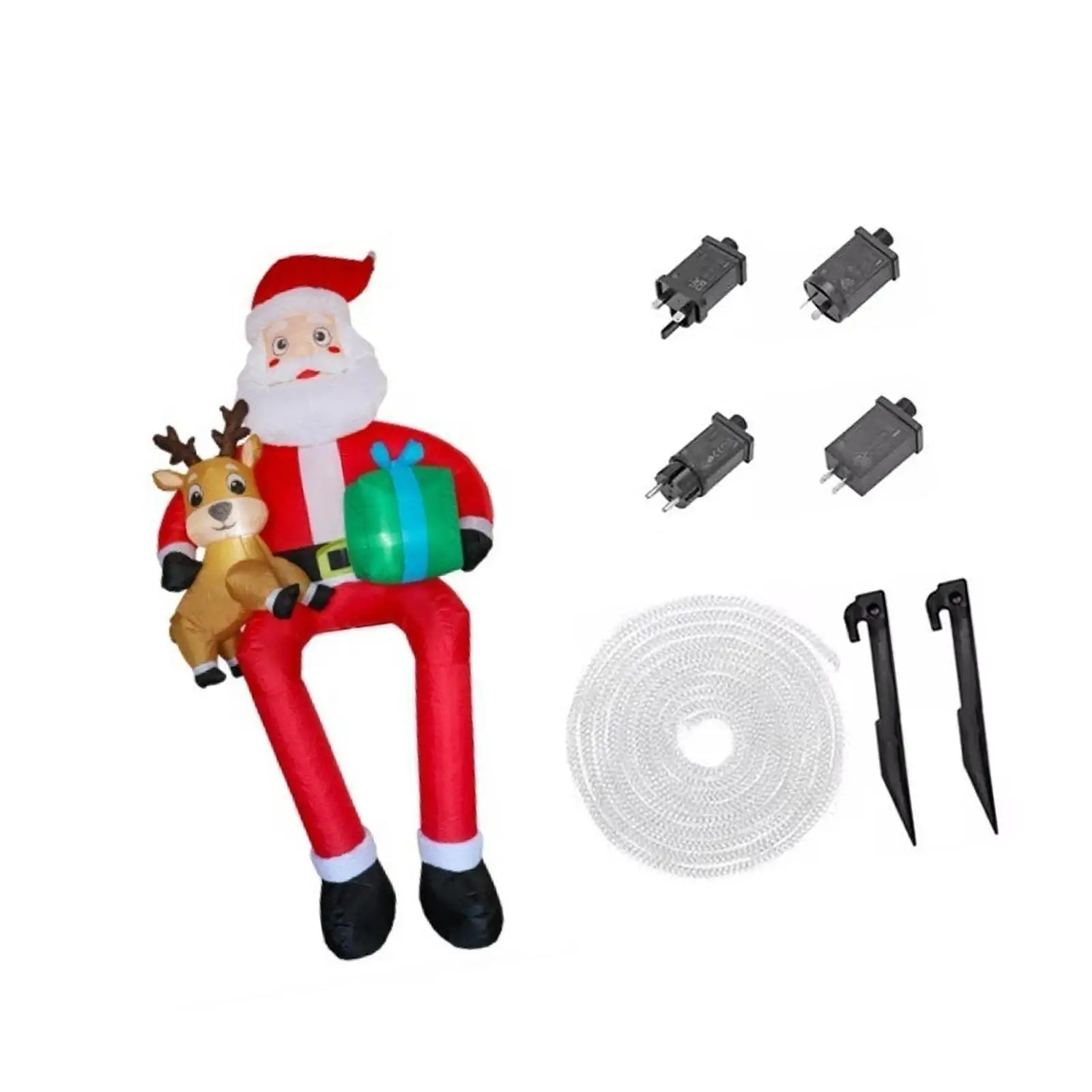 Christmas Inflatable Santa ,Sitting on The Roof, Lighted, Holiday Display with Big Gift Bag Built in LED for Patio Porch Winter