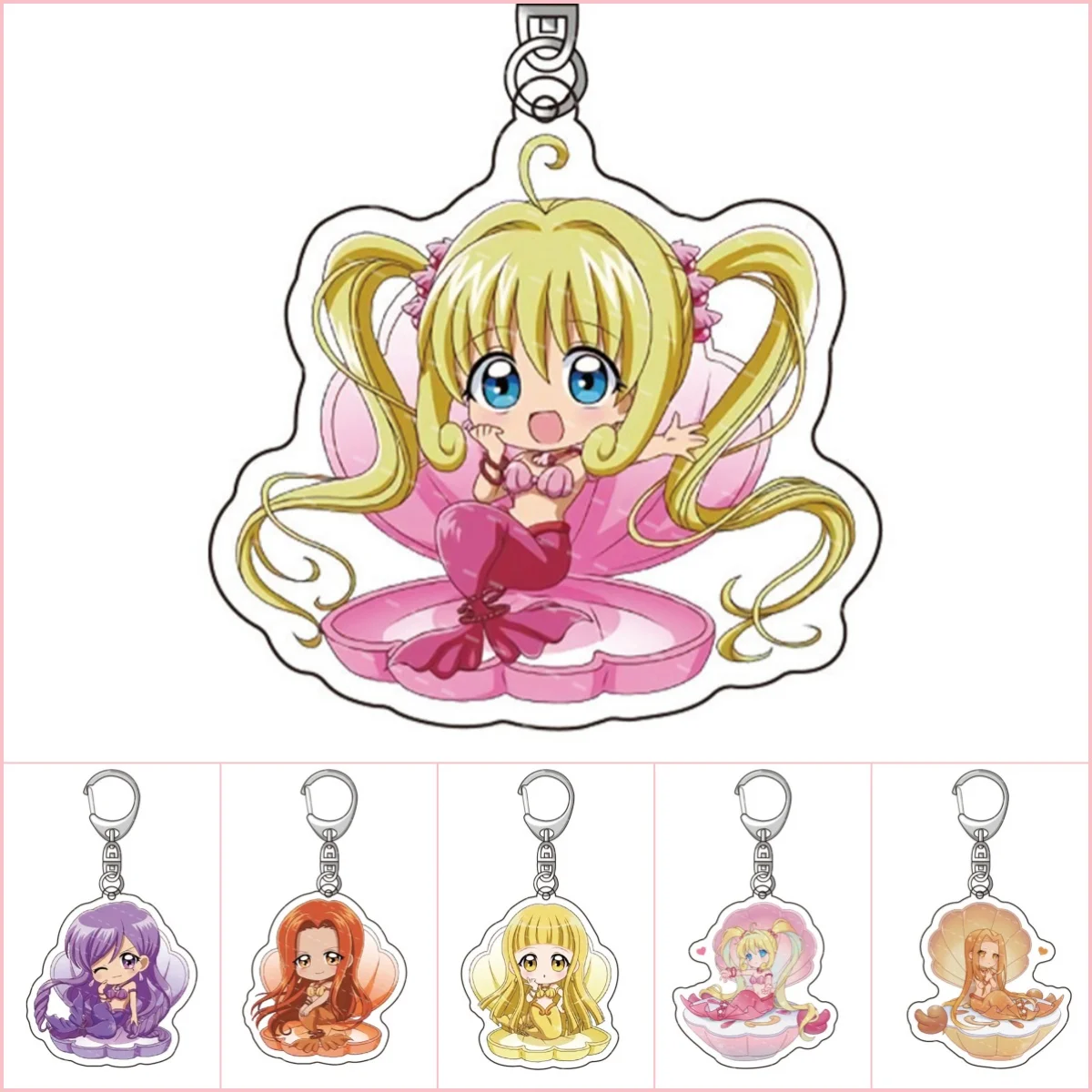 Q Edition Mermaid Melody Keychain Cosplay Anime Nanami Ruchia Lucia Hanon Hosho Bag Pendant Acrylic Keyring Gift