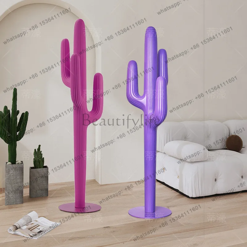 Nordic bedroom living room creative cactus shape coat rack resin fiberglass art ornament