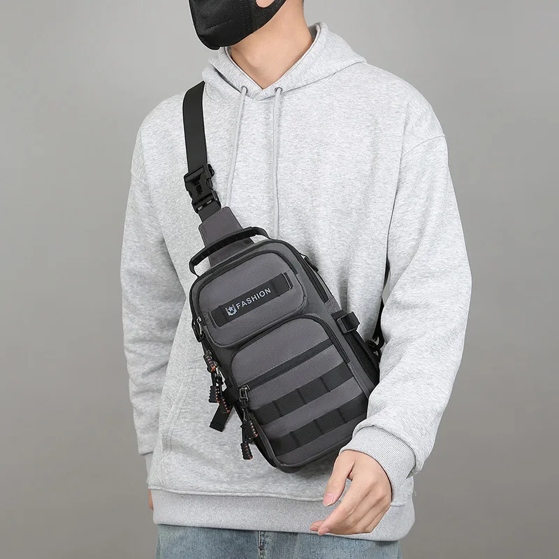 Men's multi-pocket portable chest bag outdoor tactical multi-function waterproof and wear-resistant shoulder crossbody bag 4