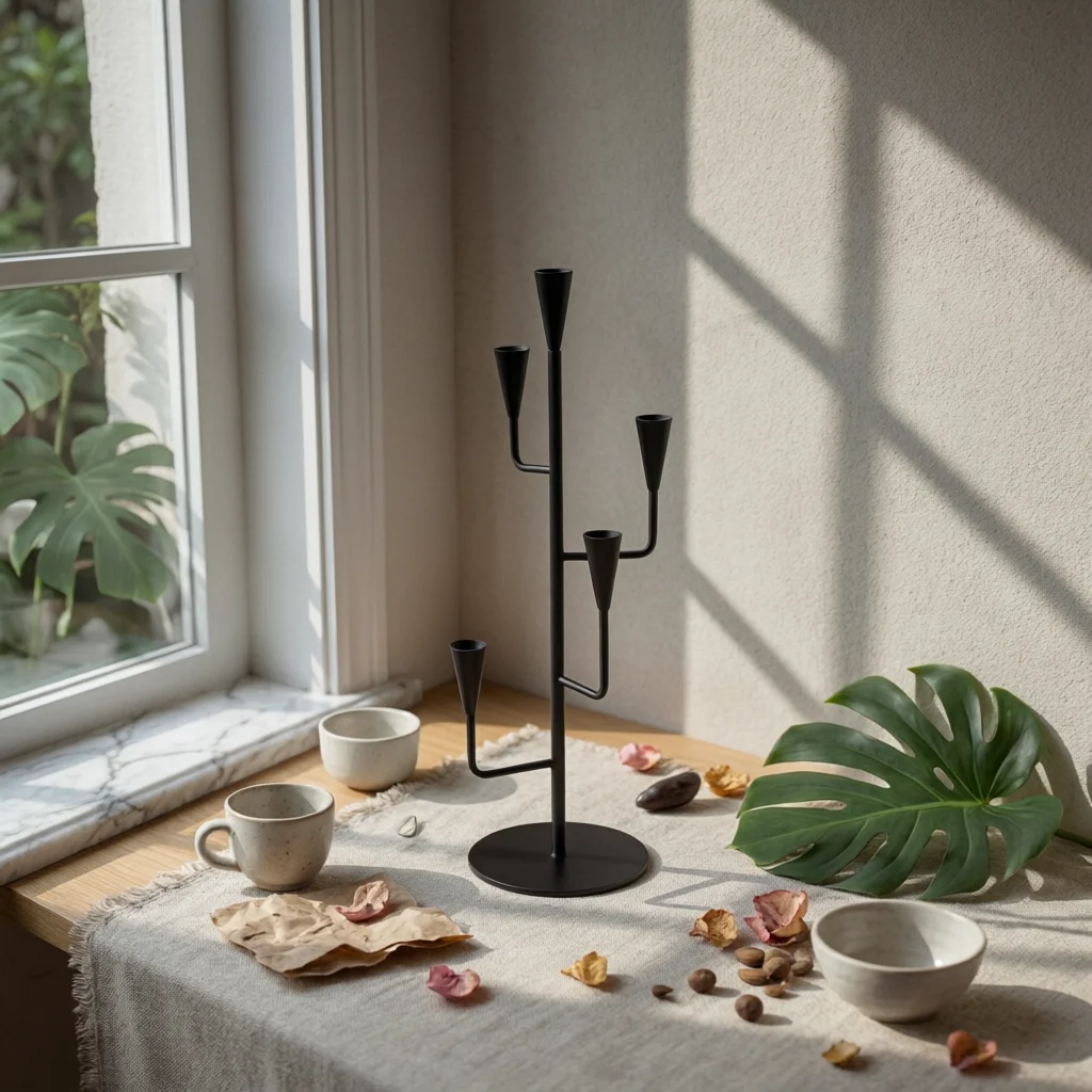 branch-candlestick-holder-slim-five-arm-candelabra-candle-holder-with-five-cups-elegant-hand-forged-for-dining-table-mantel