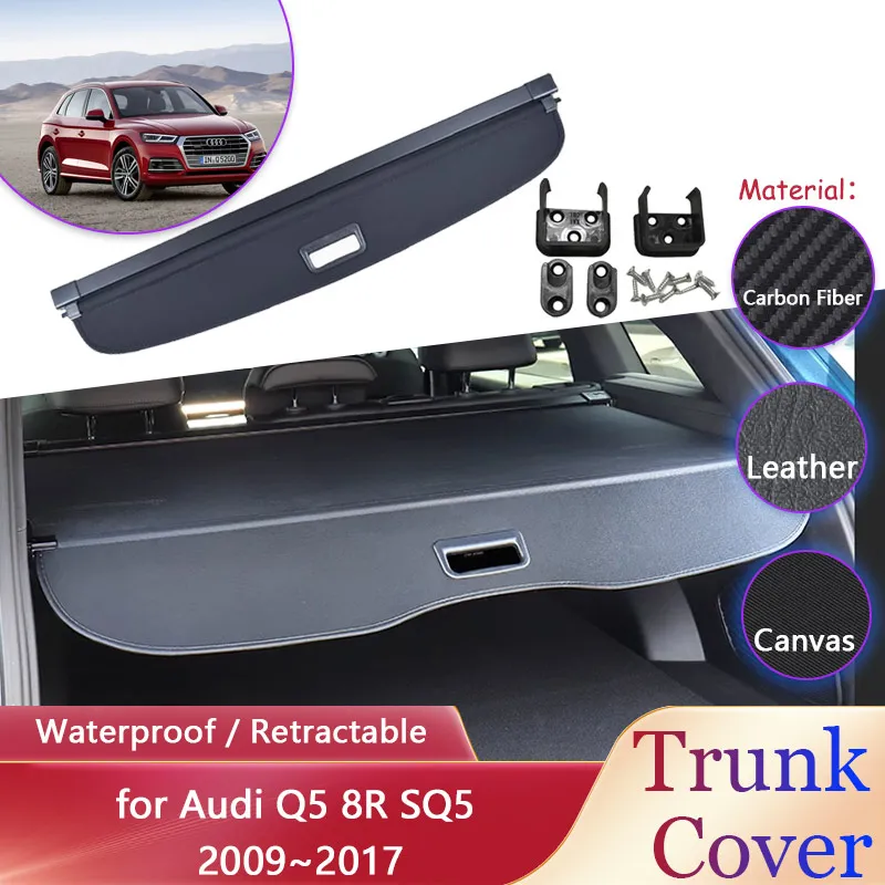 Car Trunk Curtain for Audi Q5 8R SQ5 2009~2017 2010 Waterproof Retractable Luggage Rack Cargo Pad Partition Covers Accessories