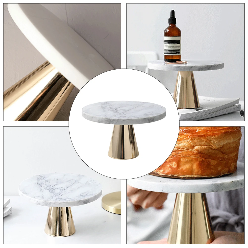 

Marble Cake Plate Dessert Tray Simple Display Jewelry Storage Tray Metal Decorative Serving Food Premium Material