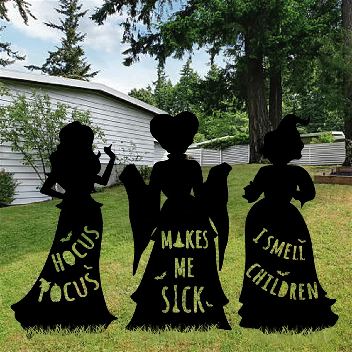 1Pcs Witch Halloween Decorations Outdoor Black Witches, Halloween Silhouette Yard Signs with Stakes B