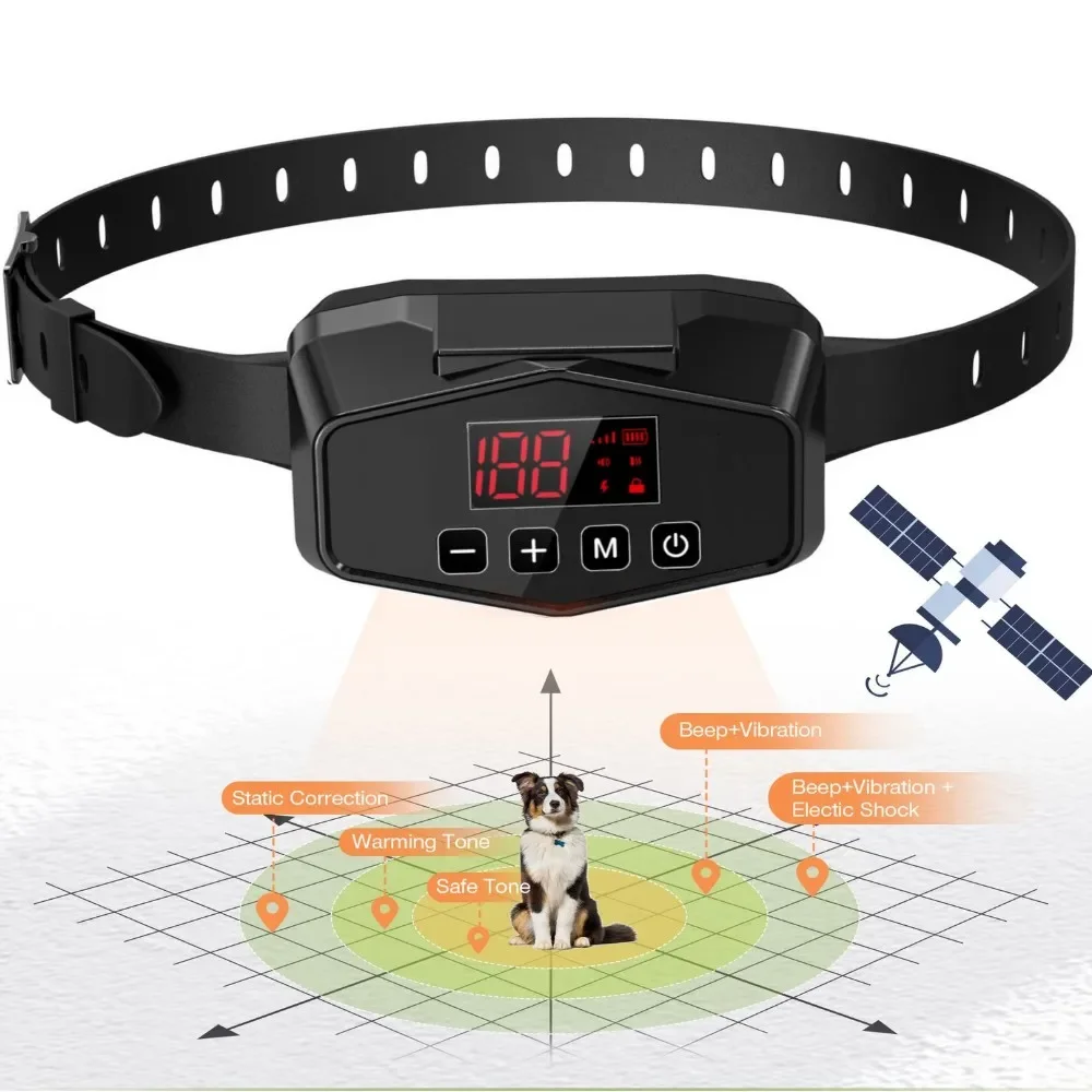 

New GPS Wireless Electric Dog Fence, Easy Setup Outdoor Pet Containment System, Waterproof Rechargeable Dog Trainning Collar