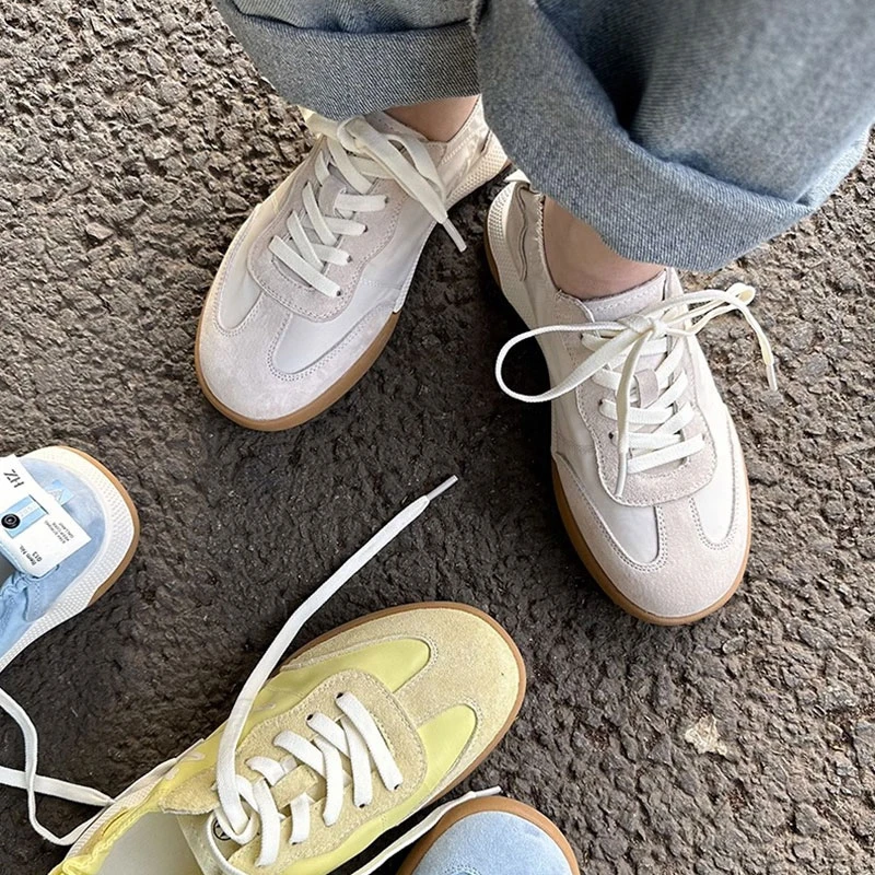 2024 New Ballet German Training Shoes Women Lace-Up Embroidery All Light Weight Breathable Sports Small White Shoes Casual Shoes