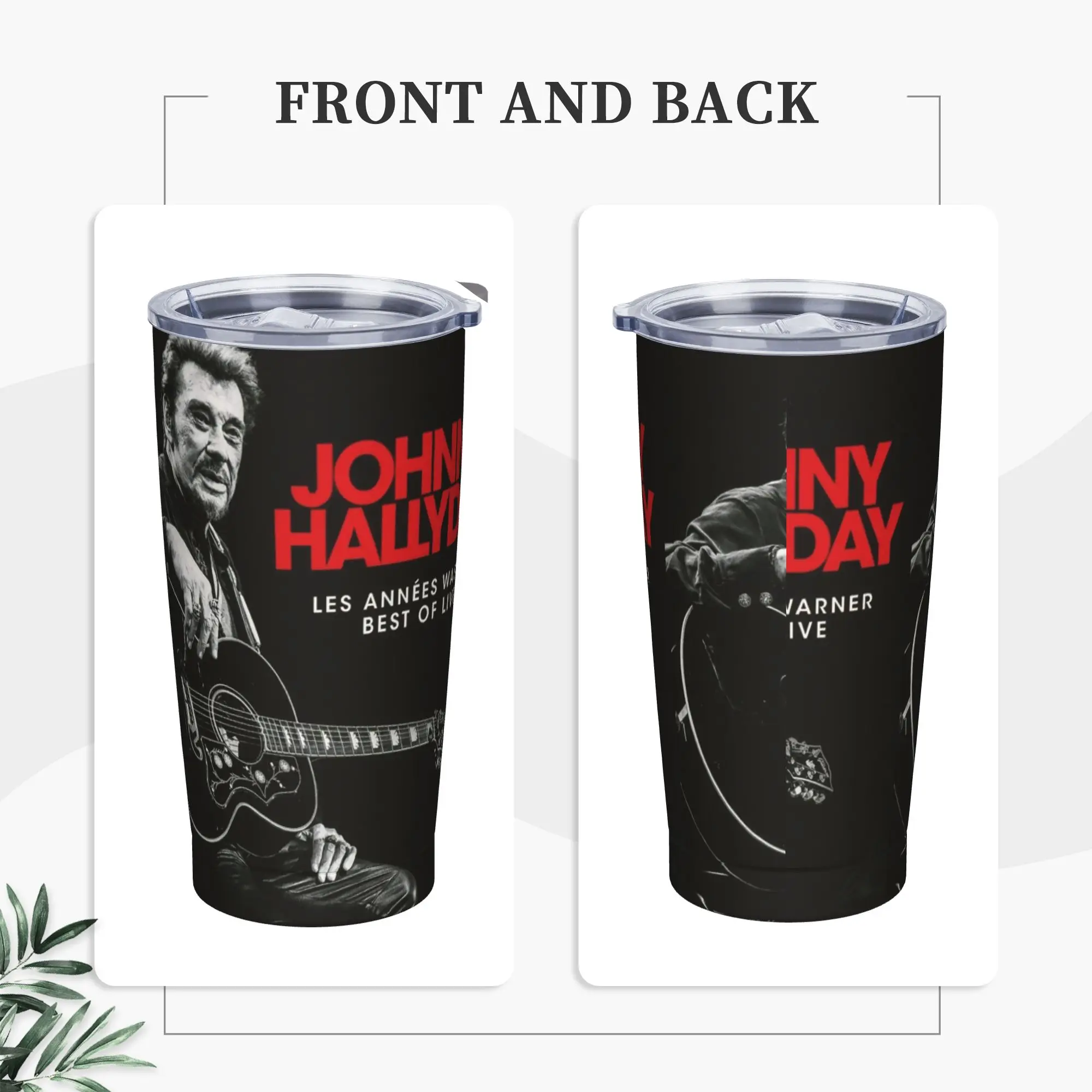 Johnny Hallyday Rock Tumbler Vacuum Insulated  Thermal Cup Vacuum Flask Office Home Mugs Spill Proof, 20oz