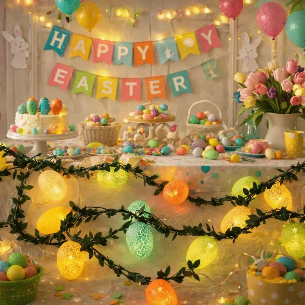 Warm White Easter String Lights LED Lighting Ambience Lighting Cracked Egg LED Light Decorative String Lamp Ornament Lamp