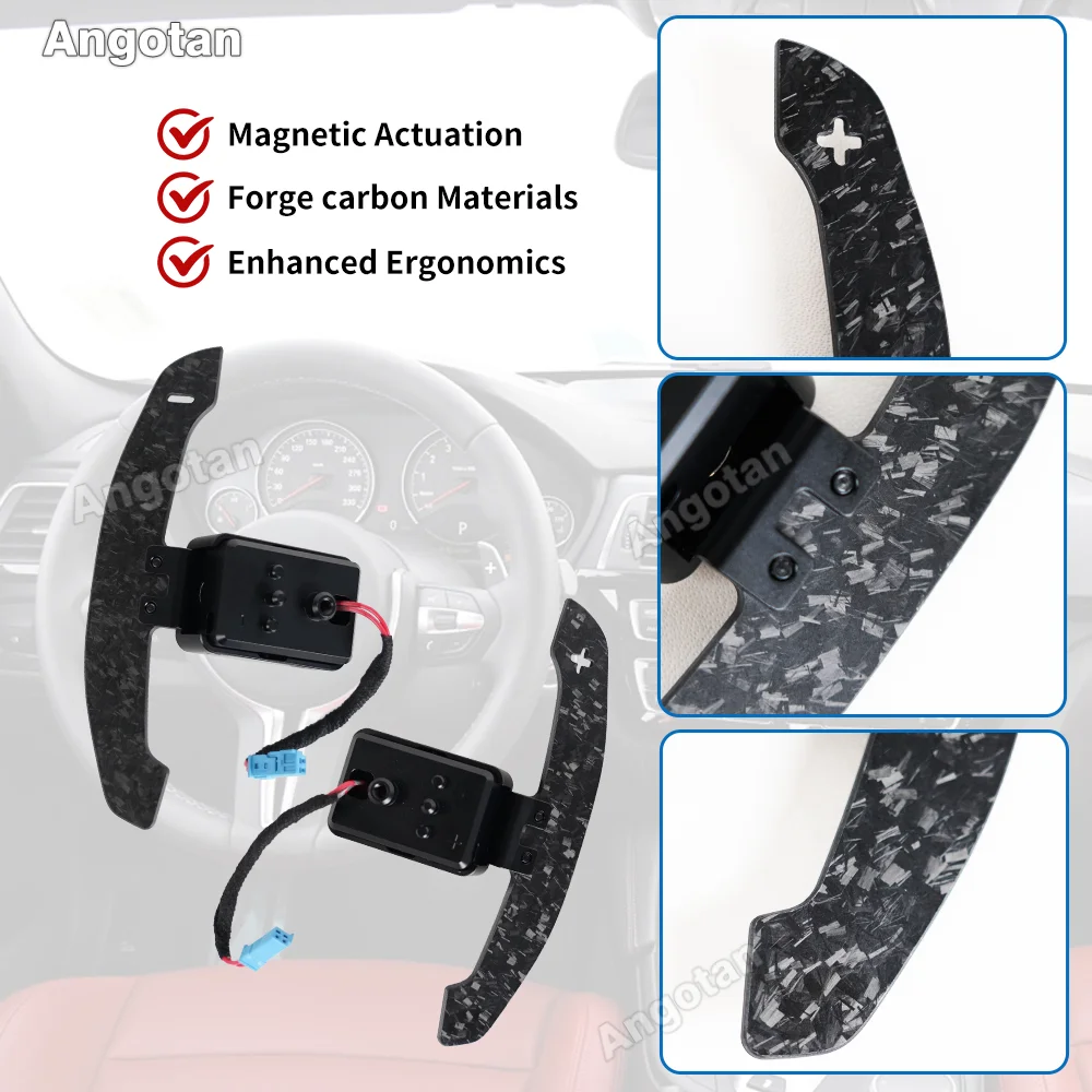 مزورة ألياف الكربون المغناطيسي مجداف شيفتر لسيارات Bmw F G سلسلة M3 F30 F36 F80 F90 I8 G80 G87 G30 عجلة القيادة مجداف تمديد