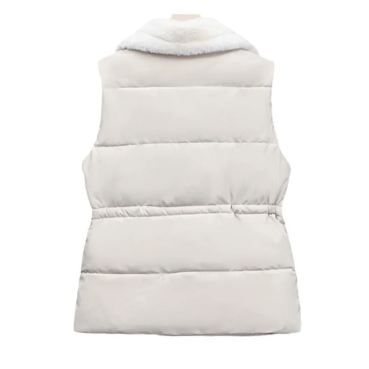 High End Down Cotton Vest for Women 2025 New Thick Warm Vest Korean Version Medium Long Versatile Solid Color Shoulder