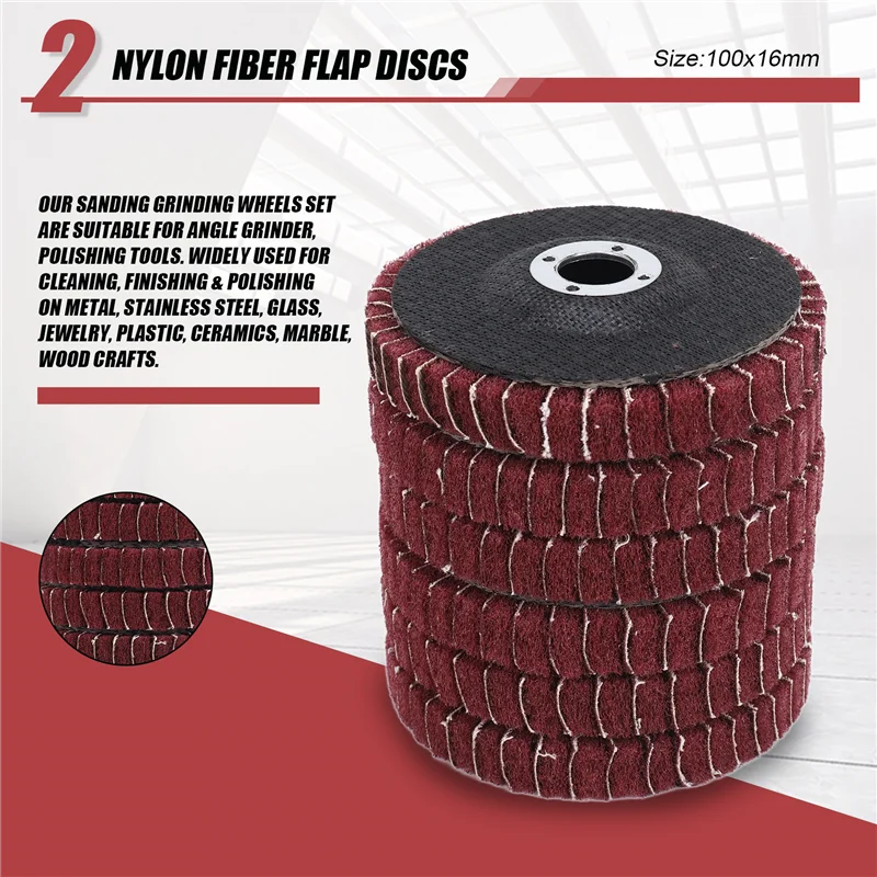 Emption! 6 SZTUK 4-calowych tarcz listkowych z czerwonym włóknem nylonowym o ziarnistości 240 z papierem ściernym, idealnych do usuwania farby i polerowania rur ze stali nierdzewnej