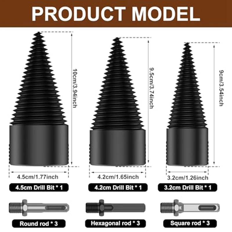 Imagem -06 - Heavy Duty Brocas Elétricas Parafuso Lenha Divisor de Log Resistente 12 Pcs