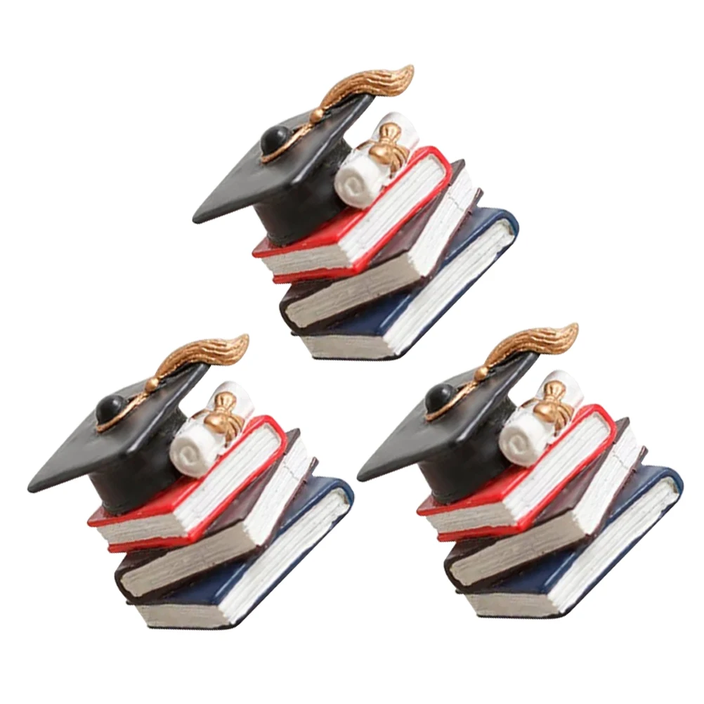 

3 Pcs PhD Hat Book Cake Decoration Books Decorating Venue Setting Props Toppers Student