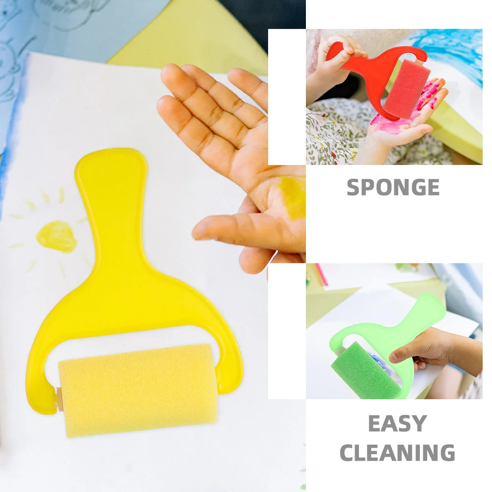 Juego de 8 Uds de pinceles de pintura de esponja para niños, herramientas de rodillo de pintura coloridas para niños, suministros de arte para manualidades de dibujo DIY