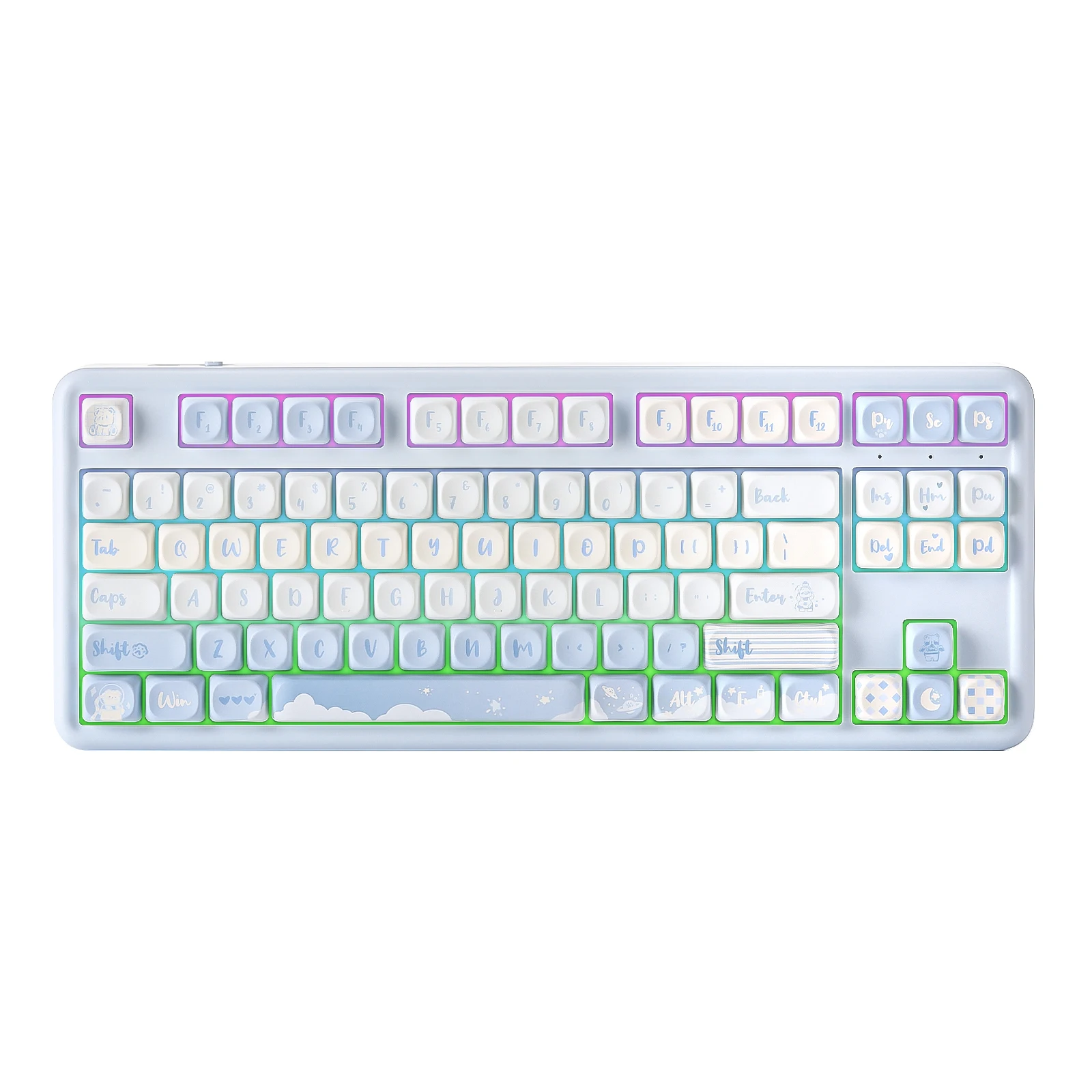 YUNZII B87 QMK/VIA Mechanical Gaming Keyboard, 80% Wireless Custom RGB Gasket Keyboard with Cute Keycap, Wrist Rest for Win/Mac