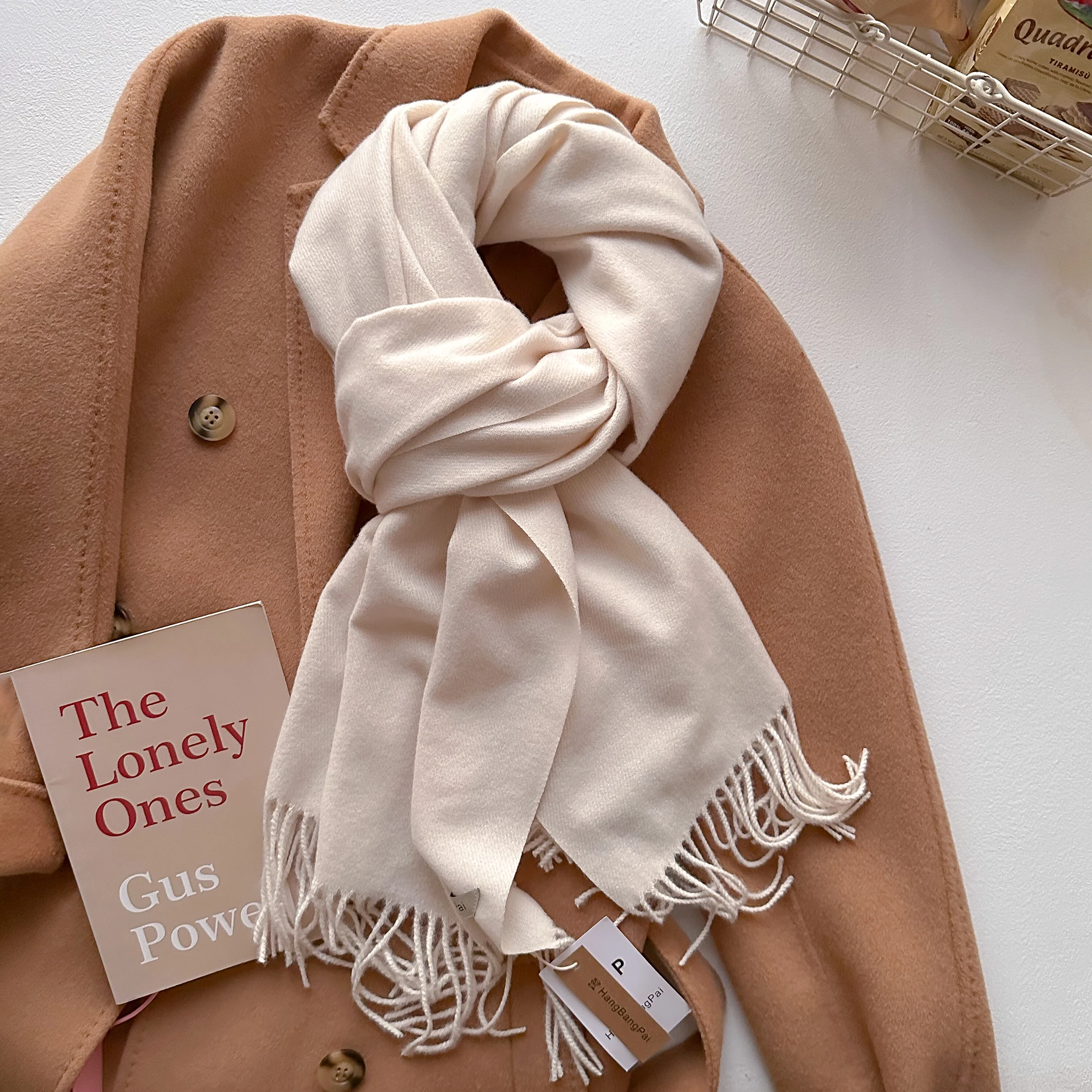 2023 neue Winter Wolle Schal Für Frauen Lange Warme Kaschmir Schals Hijab Solide Dame Schal Wrap Weibliche Pashmina Bandana Kopf schals – Detail 1