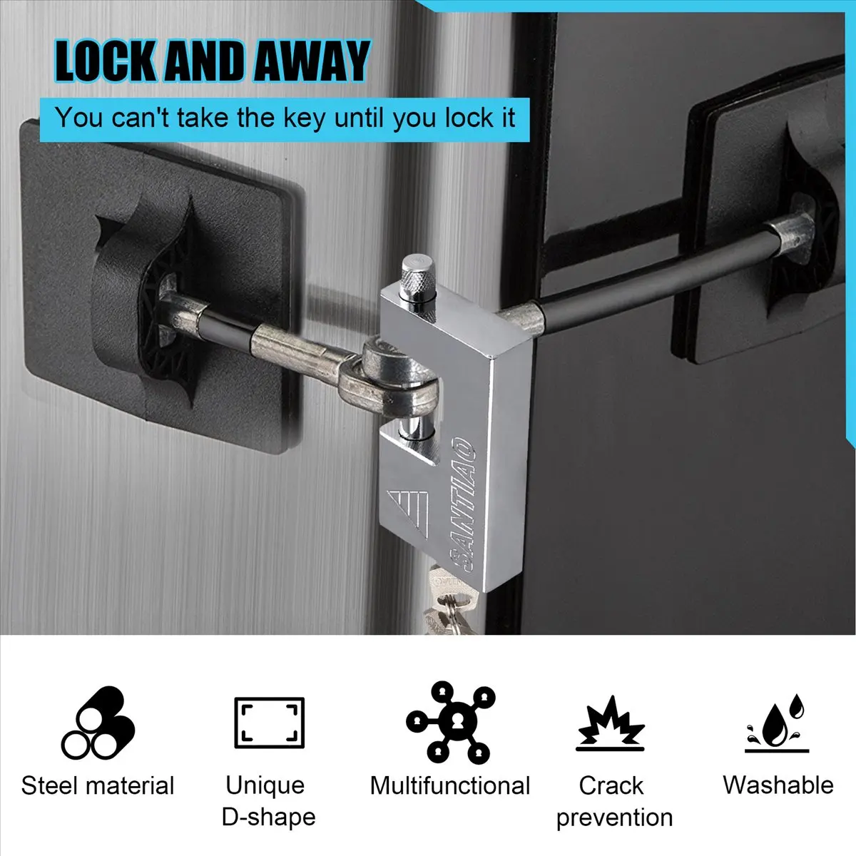 SALE AA63 2PCS Multifunctional Padlock Keyed Padlock Waterproof Antirust Lock Pry Door Lock with 3 Keys