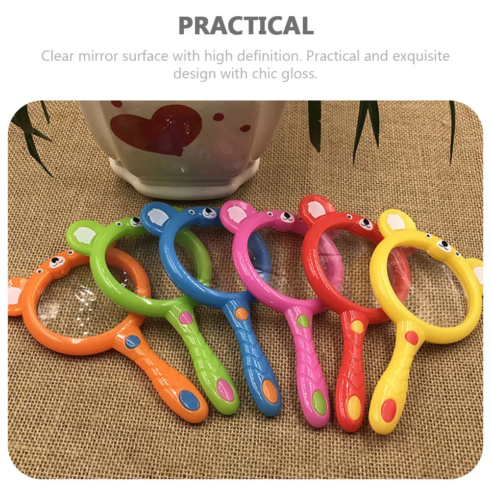 10 pçs lupa colorida crianças ferramenta de observação dos desenhos animados lente portátil para a natureza ao ar livre