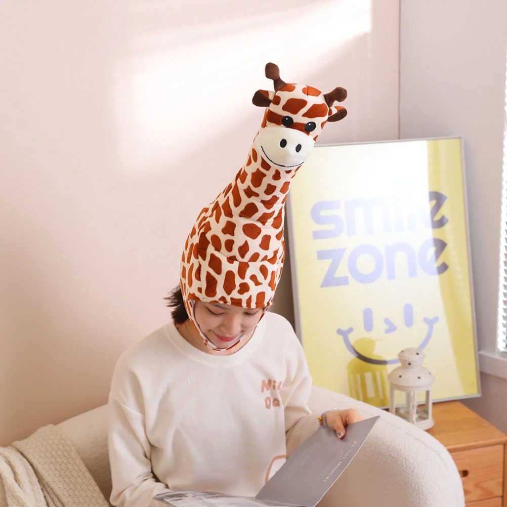 

Giraffe Hood Costume Hat Funny Party Cosplay Headwear Animal Adult Plush Aldult Child