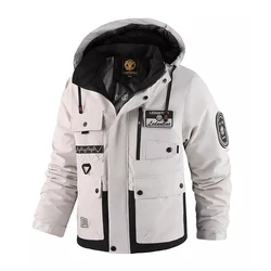 Winter Men's Mountain Ski Parkas Fashion Men Cotton Warm Down Padded Fashion Men Hiking Thermal Windbreaker Hooded Jacket