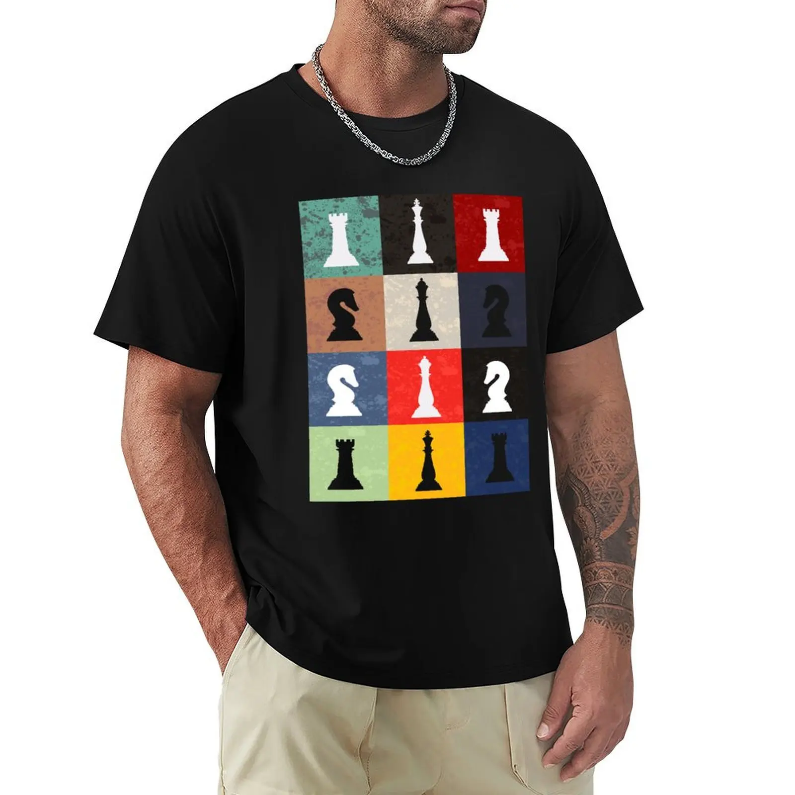 Retro Chess Player Grandmaster Strategy Board Game Gift T-Shirt Lightweight Basic Short Sleeve Shirt